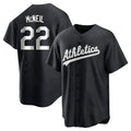 tores Athletics #22 Jeff McNeil player Black&White Replica Stitched Jersey