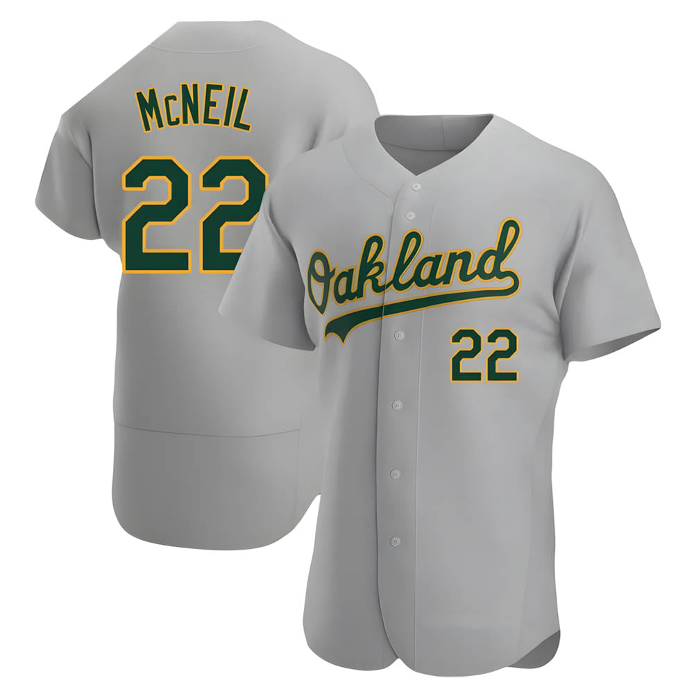 tores Athletics #22 Jeff McNeil player Gray Authentic Road Stitched Jersey