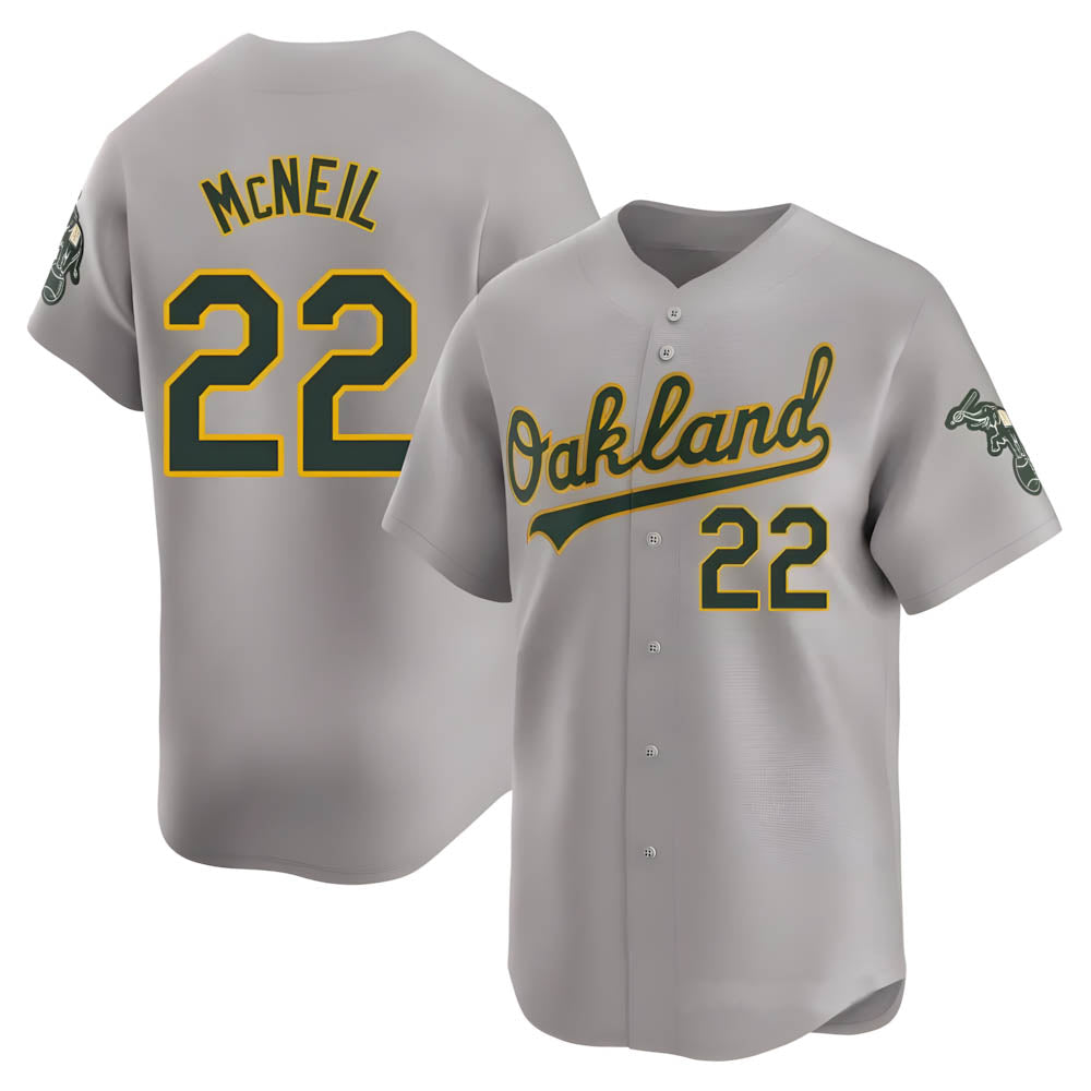tores Athletics #22 Jeff McNeil player Gray Limited Away Stitched Jersey