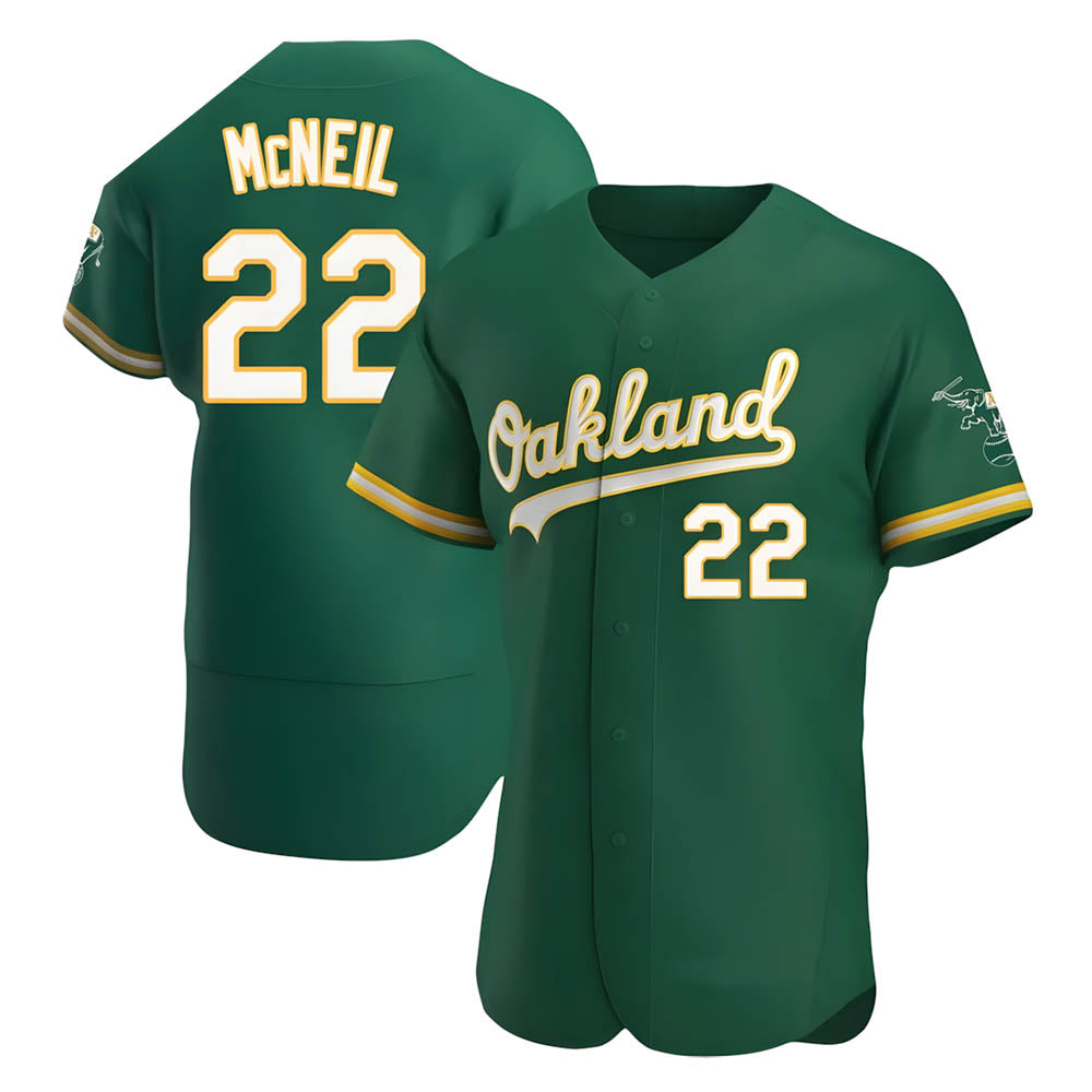 tores Athletics #22 Jeff McNeil player Green Authentic Kelly Alternate Stitched Jersey