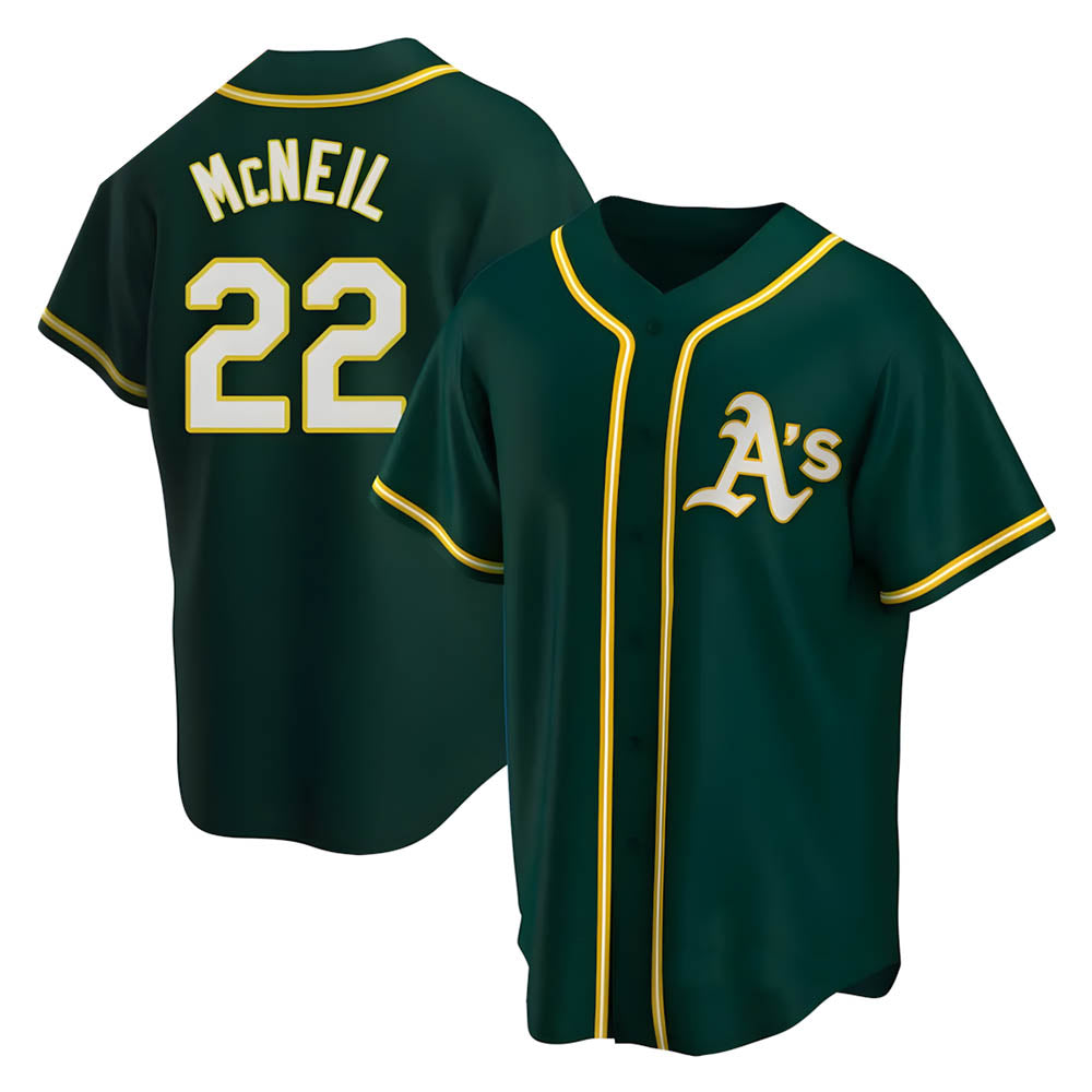 tores Athletics #22 Jeff McNeil player Green Replica Alternate Stitched Jersey