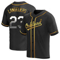 tores Athletics #23 Shea Langeliers Player Black Golden Replica Alternate Stitched Jerseys