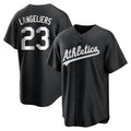 tores Athletics #23 Shea Langeliers Player Black&White Replica Stitched Jerseys