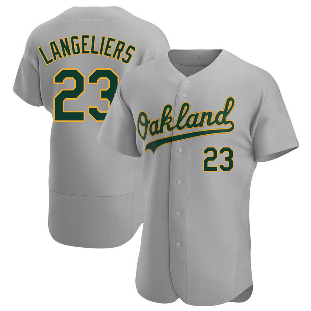 tores Athletics #23 Shea Langeliers Player Gray Authentic Road Stitched Jersey