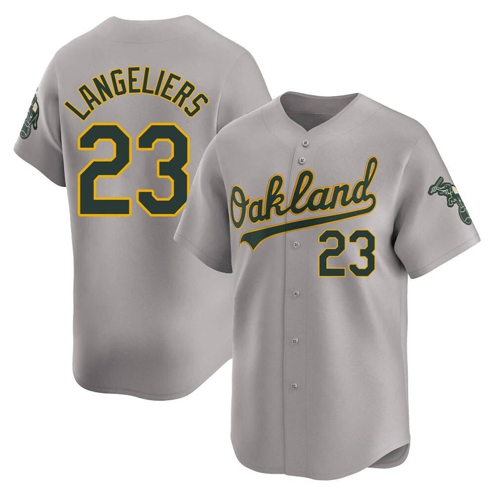 tores Athletics #23 Shea Langeliers Player Gray Limited Away Stitched Jersey