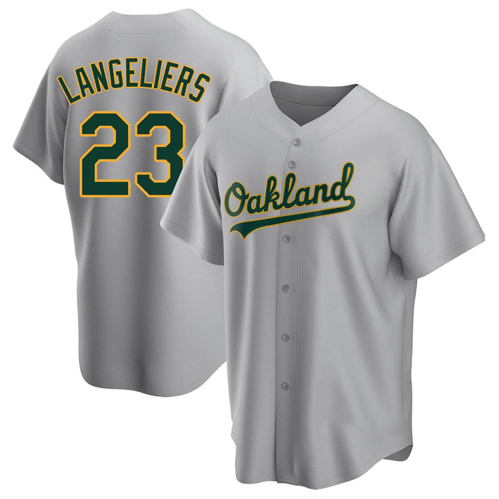 tores Athletics #23 Shea Langeliers Player Gray Replica Road Stitched Jerseys