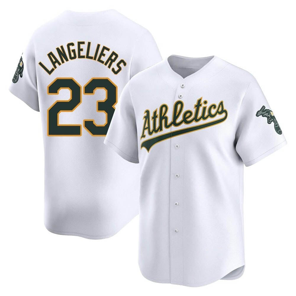 tores Athletics #23 Shea Langeliers Player White Limited Home Stitched Jersey