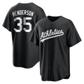 tores Athletics #35 Rickey Henderson Player Black&White Replica Stitched Jersey