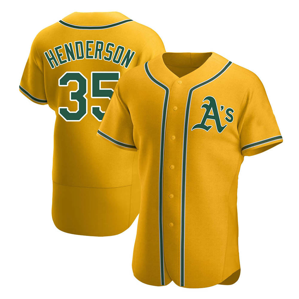 tores Athletics #35 Rickey Henderson Player Gold Authentic Alternate Stitched Jersey