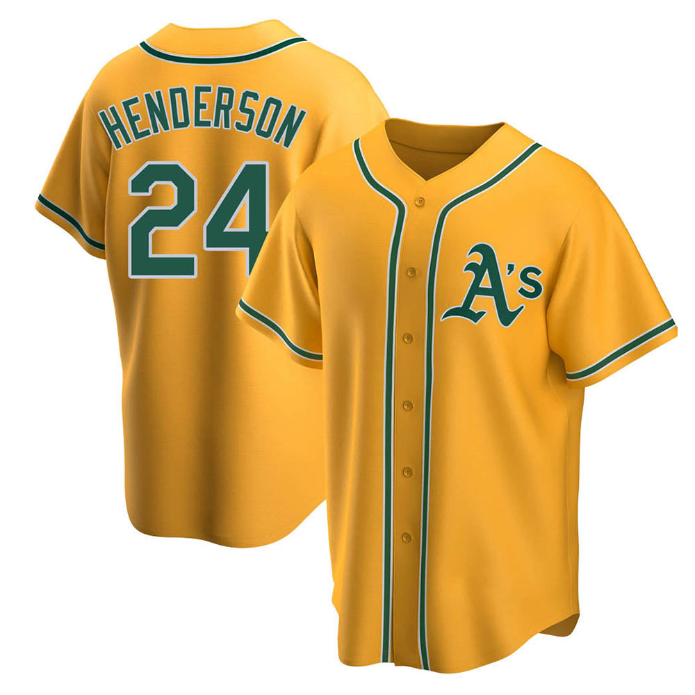 tores Athletics #24 Rickey Henderson Player Gold Replica Alternate Stitched Jersey