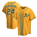 tores Athletics #24 Rickey Henderson Player Gold Replica Alternate Stitched Jersey