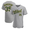 tores Athletics #35 Rickey Henderson Player Gray Authentic Road Stitched Jersey