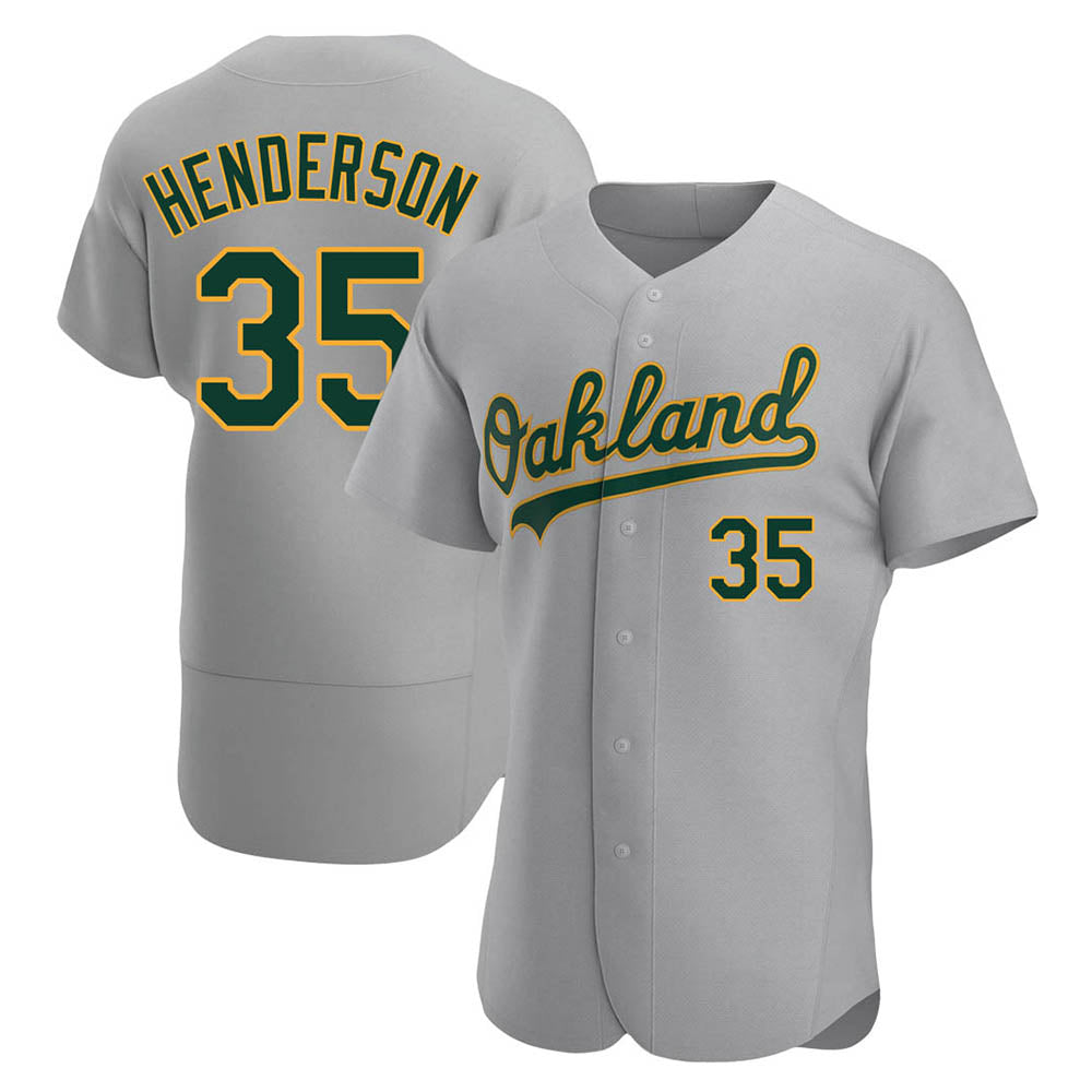 tores Athletics #35 Rickey Henderson Player Gray Authentic Road Stitched Jersey