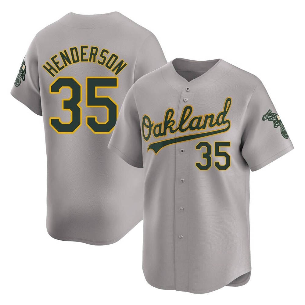 tores Athletics #35 Rickey Henderson Player Gray Limited Away Stitched Jersey