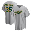 tores Athletics #35 Rickey Henderson Player Gray Replica Road Stitched Jersey