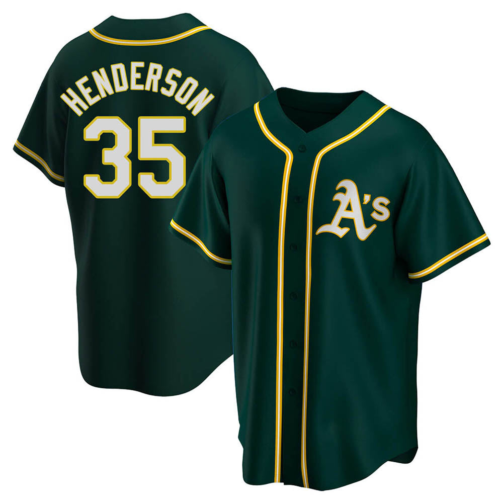 tores Athletics #35 Rickey Henderson Player Green Replica Alternate Stitched Jersey