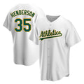 tores Athletics #35 Rickey Henderson Player White Replica Home Stitched Jersey