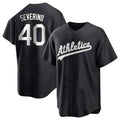 tores Athletics #40 Luis Severino player Black&White Replica Stitched Jersey
