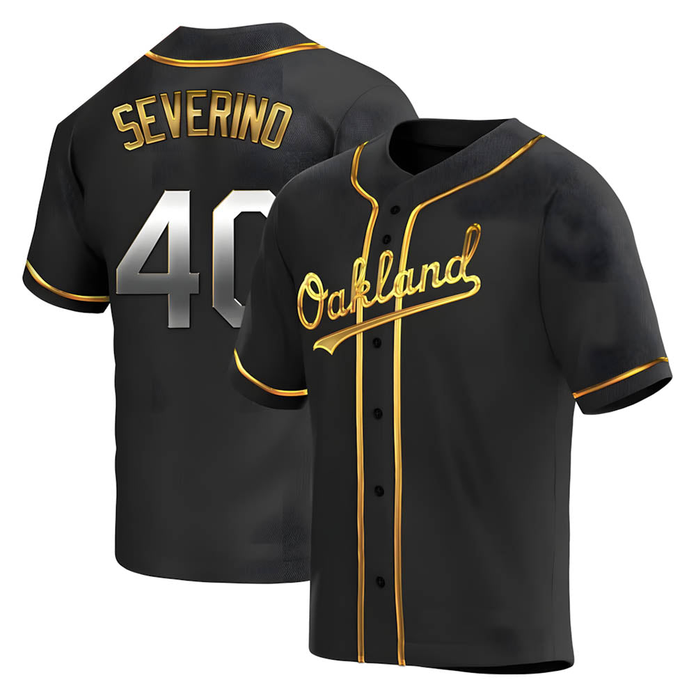 tores Athletics #40 Luis Severino player Gold Replica Black en Alternate Stitched Jersey