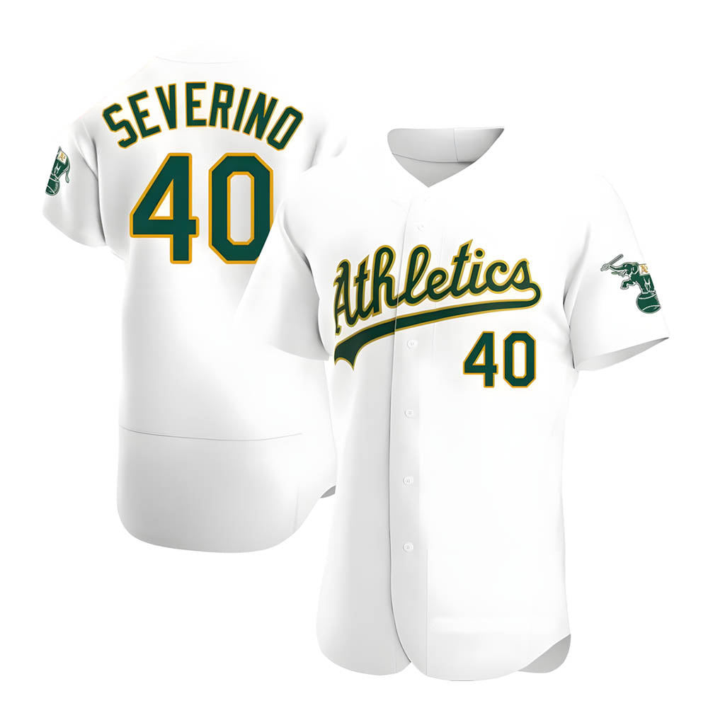 tores Athletics #40 Luis Severino player White Authentic Home Stitched Jersey