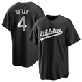 tores Athletics #4 Lawrence Butler player Black&White Replica Alternate Stitched Jersey