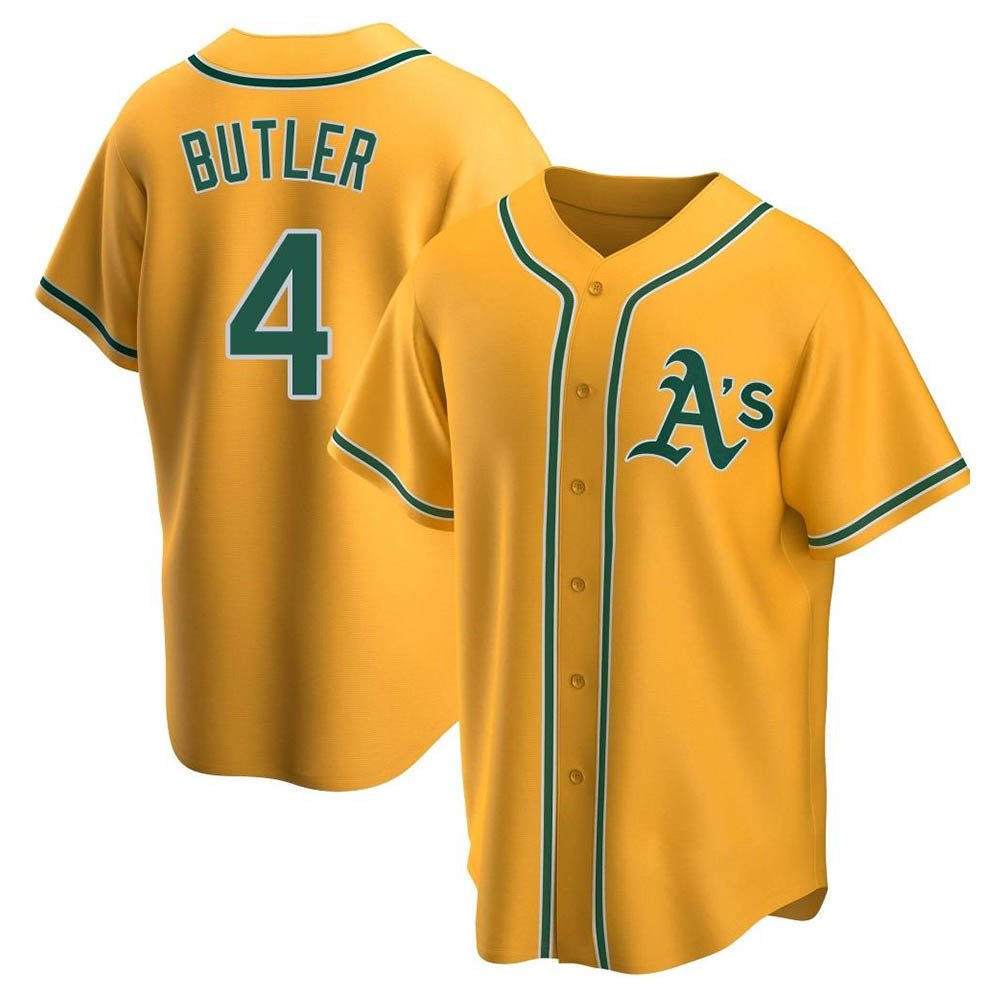 tores Athletics #4 Lawrence Butler player Gold Replica Alternate Stitched Jersey