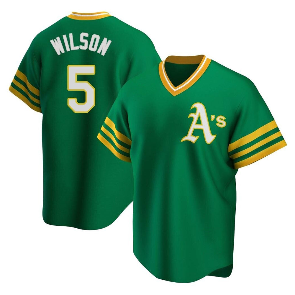 tores Athletics #5 Jacob Wilson Green Replica Cooperstown Collection T shirt Stitched Jersey