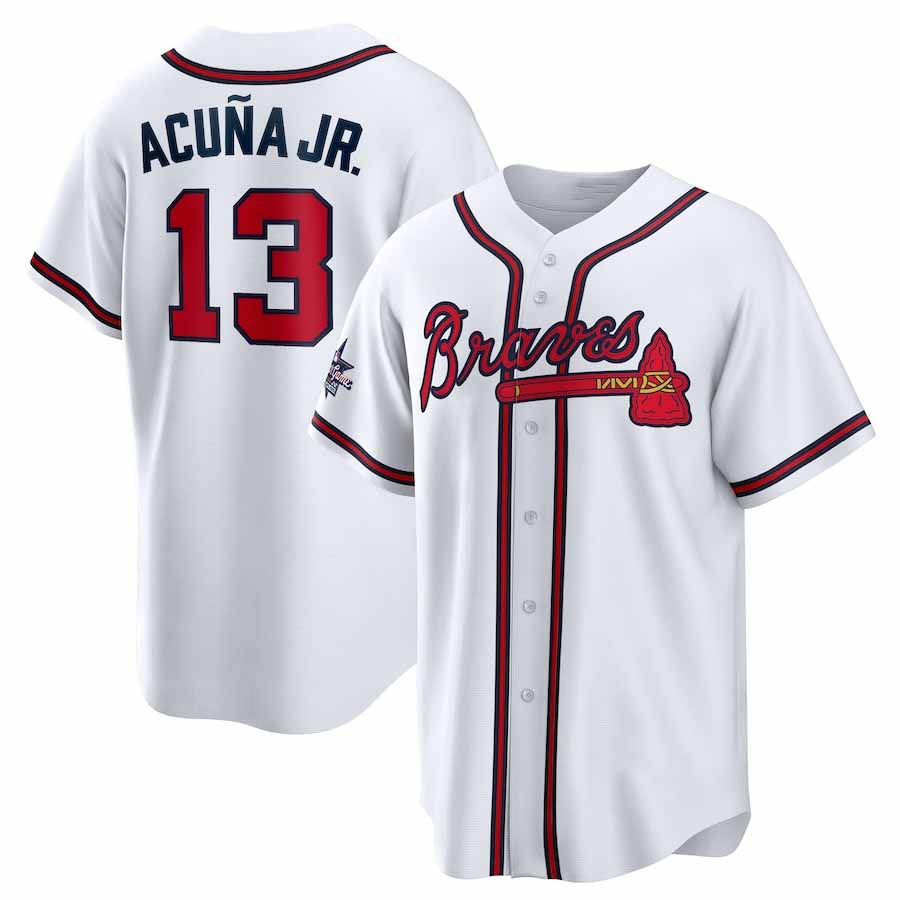 tores A.Braves #13 Ronald Acuna Jr. 2025 All-Star Game Home Replica Player Jersey - White Stitched Personalized Jersey