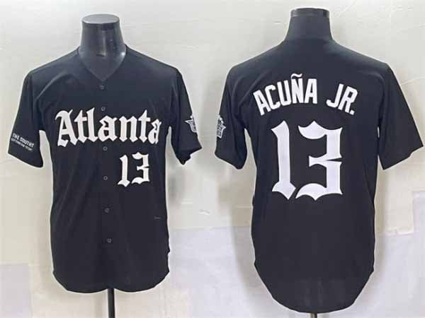 tores A.Braves #13 Ronald Acuna Jr. Black Gothic South x Outkast Edition Vapor Limited Stitched Personalized Jersey
