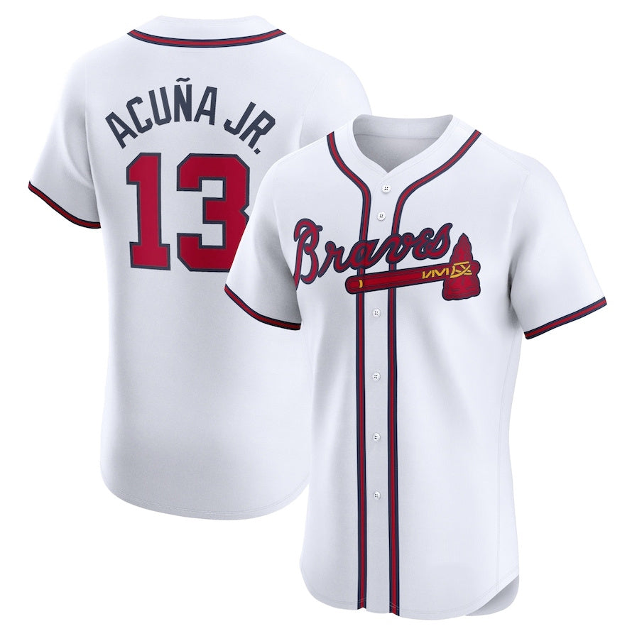 tores A.Braves #13 Ronald Acuna Jr. Home Elite Jersey - White Personalized Jerseys