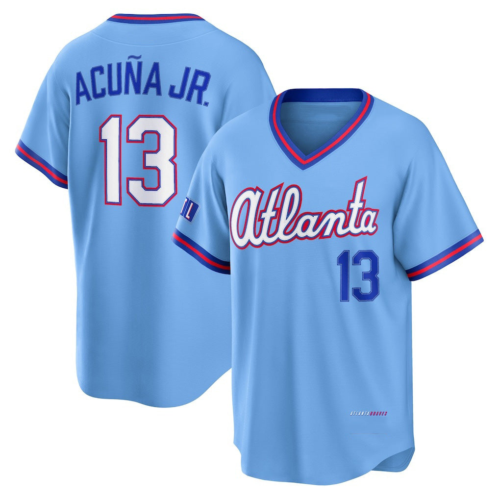 tores A.Braves #13 Ronald Acuna Jr. Powder Blue 2026 City Connect Stadium Stitched Personalized Jersey