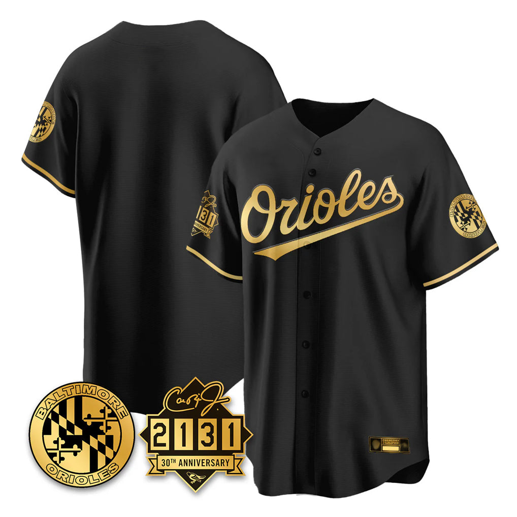 tores B.Orioles Black Gold 30th Anniversary of 2131 Home Game Blank Player Stitched Jerseys