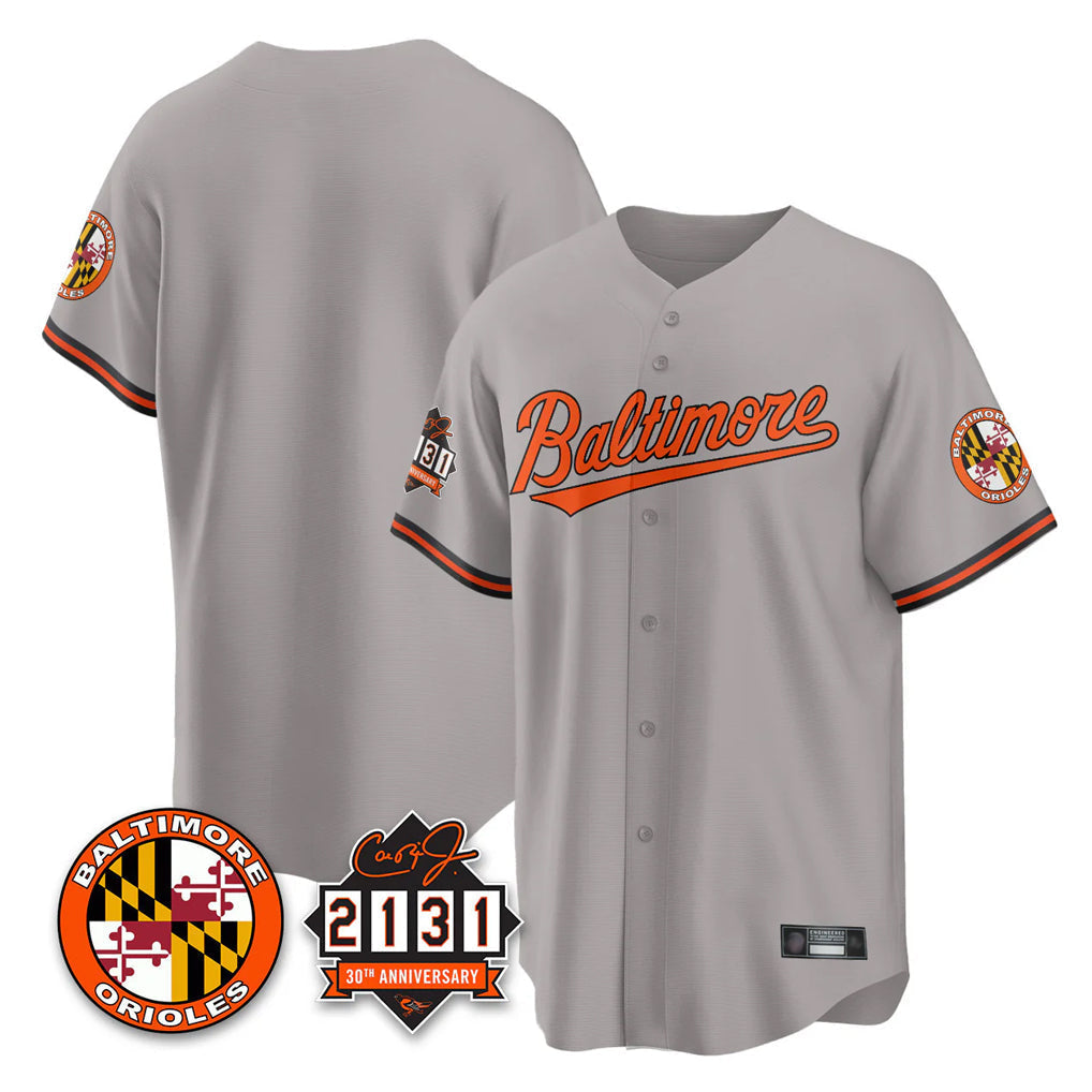tores B.Orioles Gray 30th Anniversary of 2131 Home Game Blank Player Stitched Jerseys