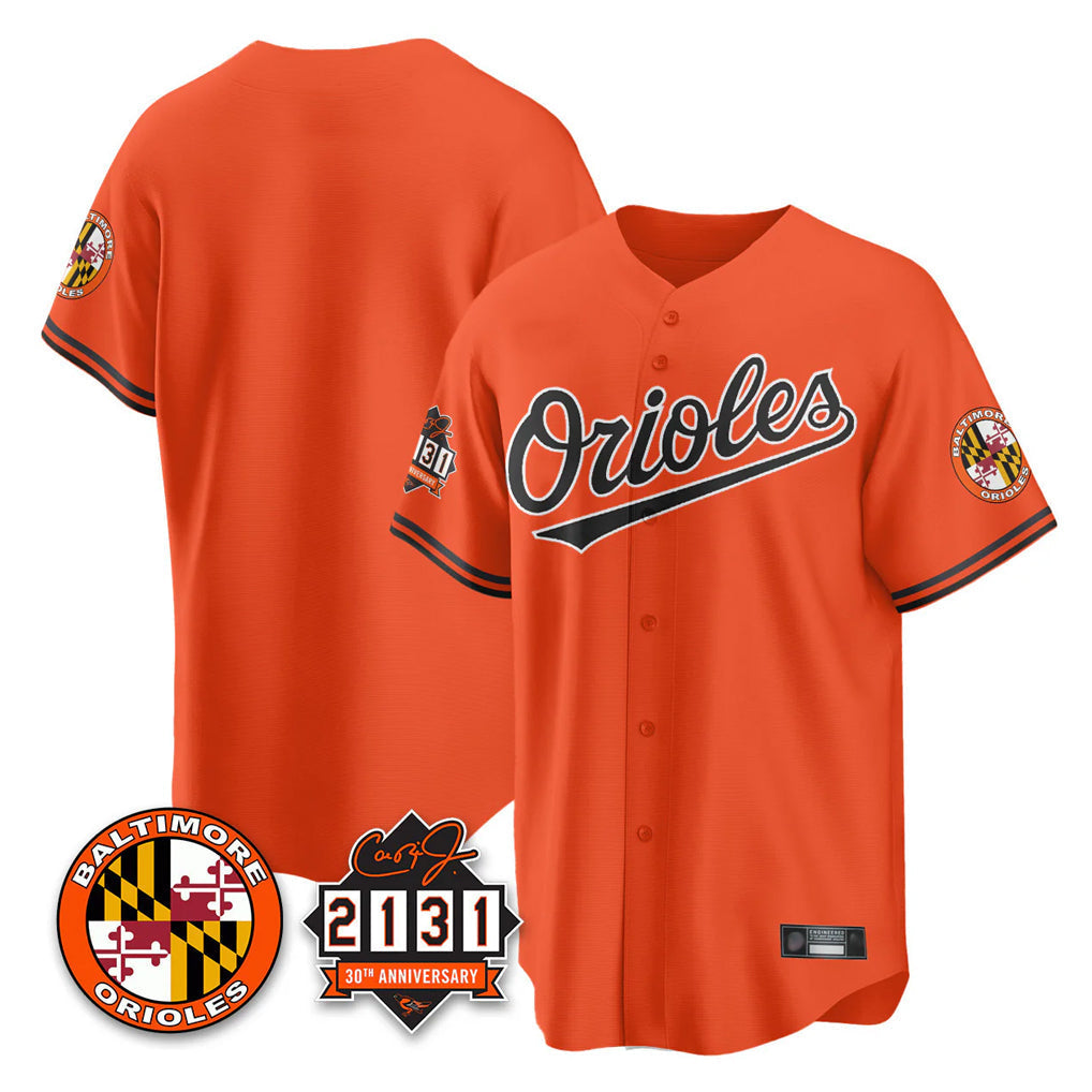 tores B.Orioles Orange 30th Anniversary of 2131 Home Game Blank Player Stitched Jerseys