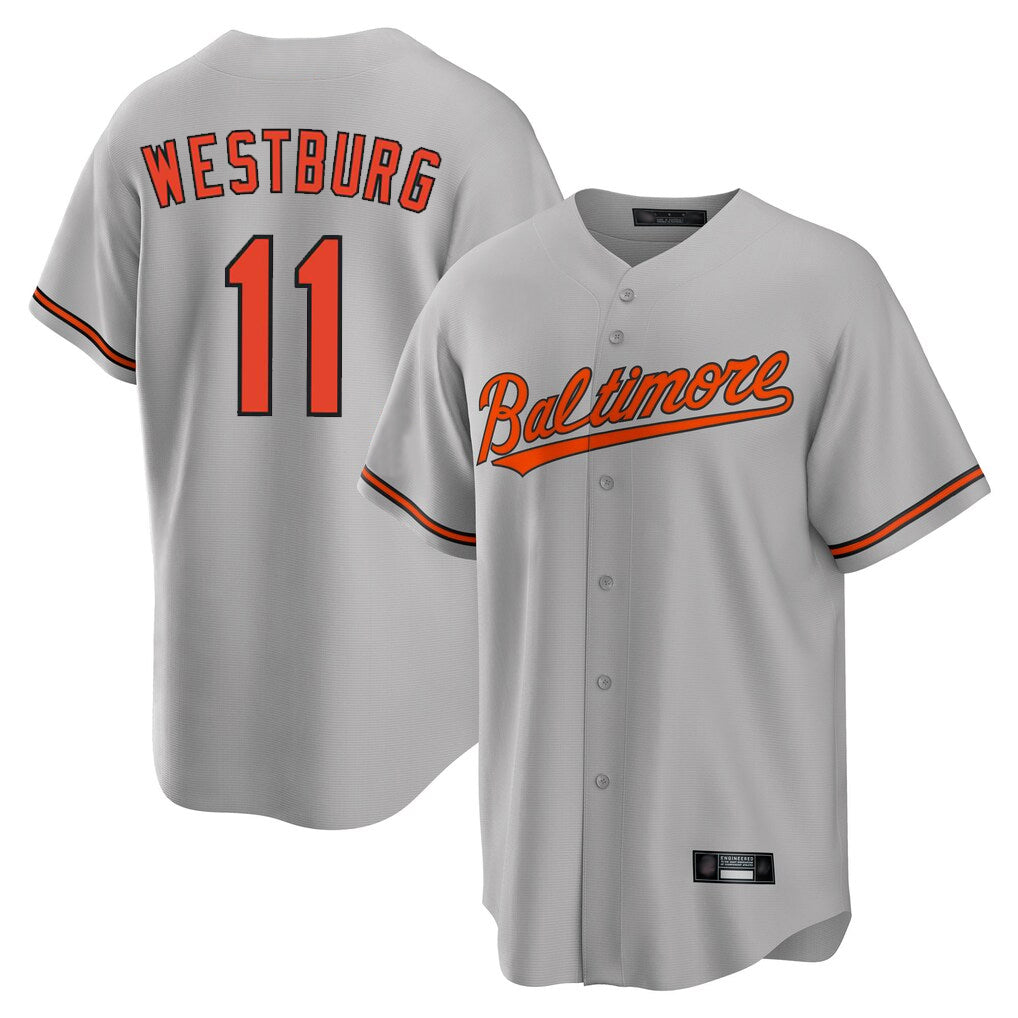 tores B.Orioles #11 Jordan Westburg Player Gray Home Game Stitched Jerseys