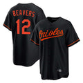 tores B.Orioles #12 Dylan Beavers Player Black Home Game Stitched Jerseys