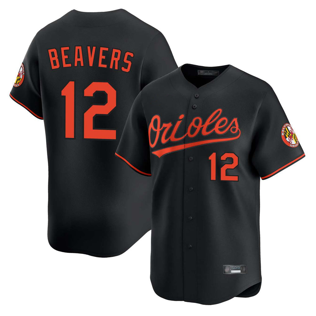 tores B.Orioles #12 Dylan Beavers Player Black Limited Home Game Stitched Jerseys