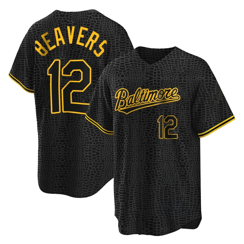 tores B.Orioles #12 Dylan Beavers Player Black Snake Skin City Home Game Stitched Jerseys