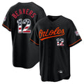 tores B.Orioles #12 Dylan Beavers Player Black USA 250 Fourth of July Home Game Stitched Jerseys
