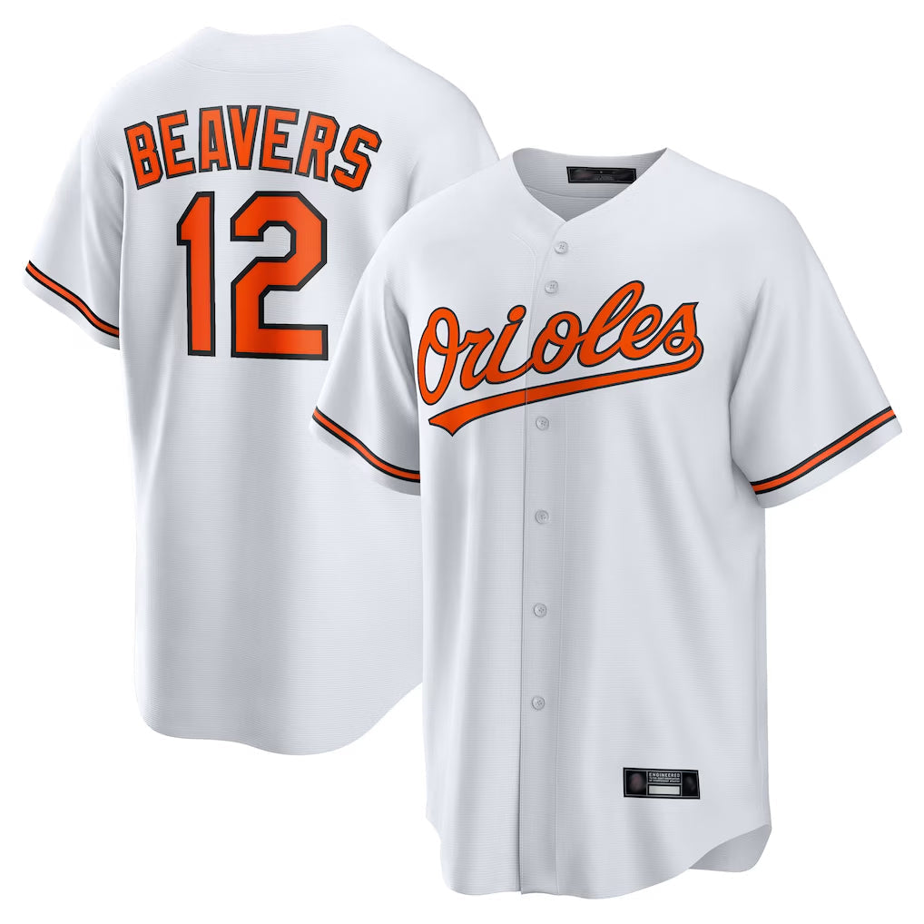 tores B.Orioles #12 Dylan Beavers Player White Home Game Stitched Jerseys