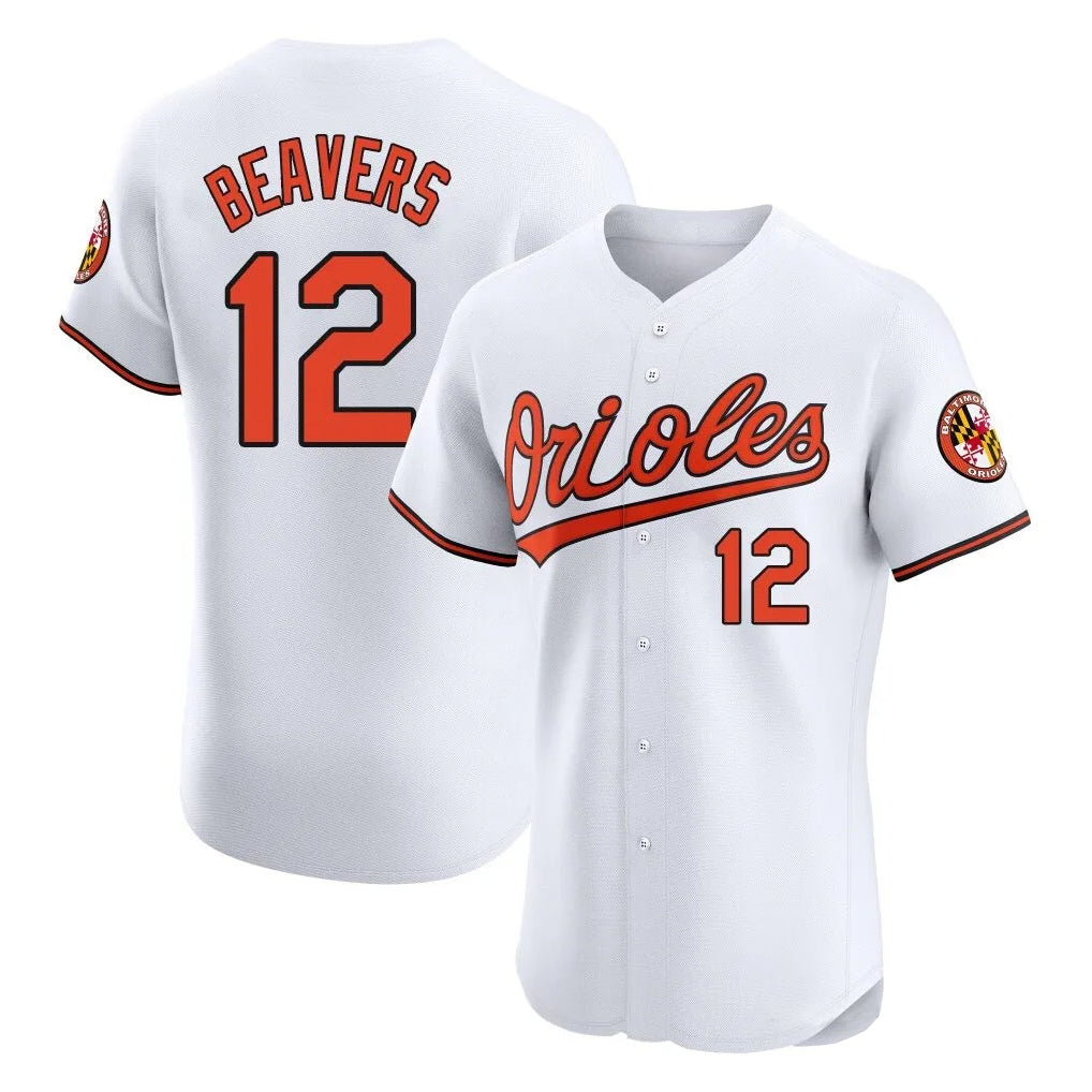 tores B.Orioles #12 Dylan Beavers Player White Limited Elite Home Game Stitched Jerseys