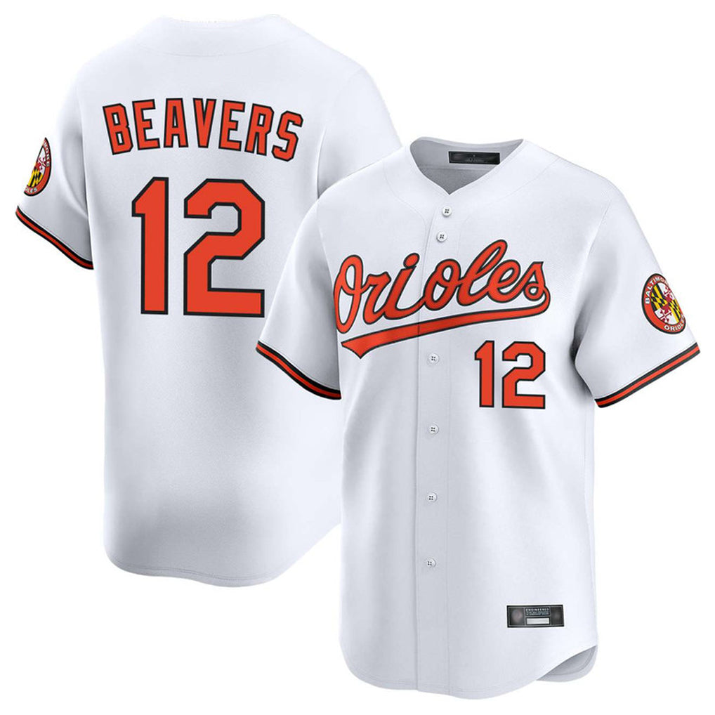 tores B.Orioles #12 Dylan Beavers Player White Limited Home Game Stitched Jerseys