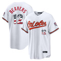 tores B.Orioles #12 Dylan Beavers Player White USA 250 Fourth of July Home Game Stitched Jerseys