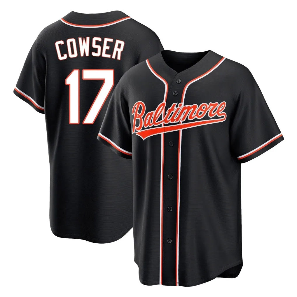 tores B.Orioles #17 Colton Cowser Player Black Out Home Game Stitched Jerseys