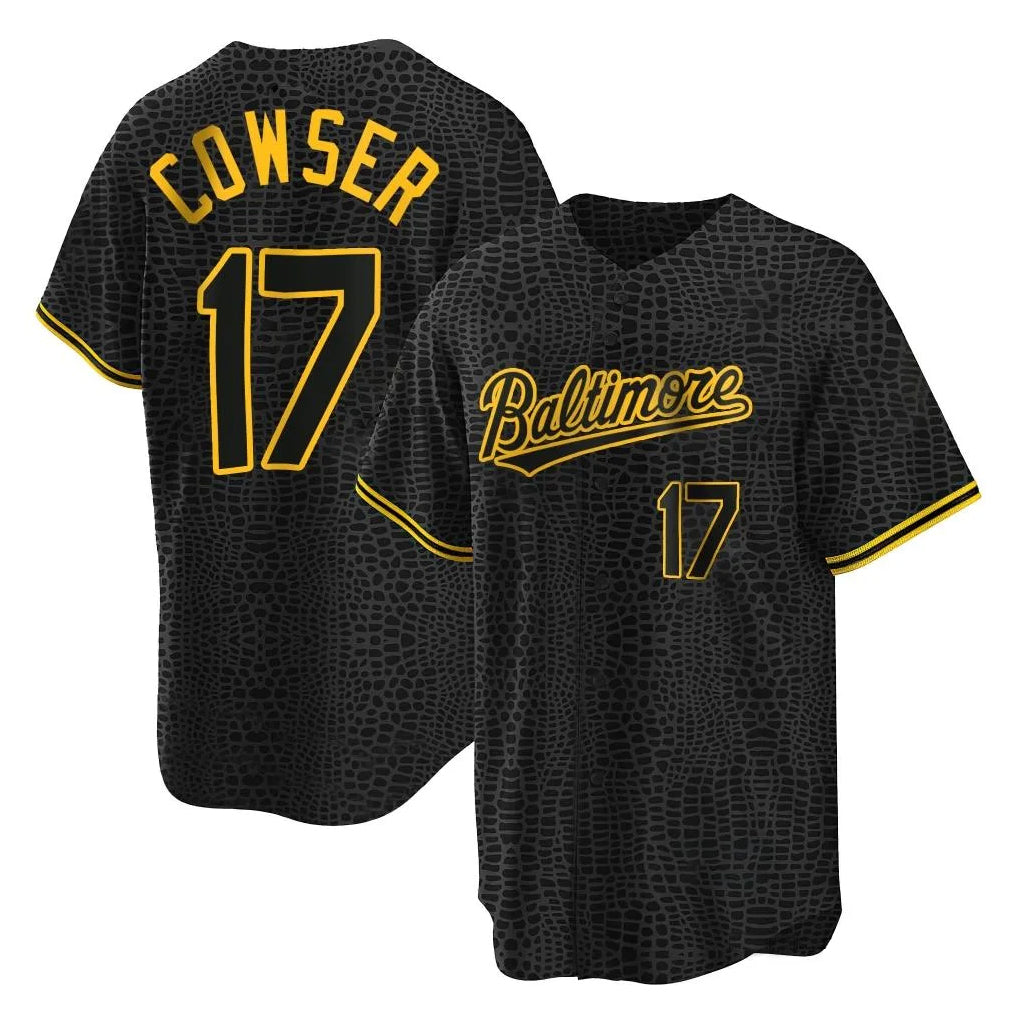 tores B.Orioles #17 Colton Cowser Player Black Snake Skin City Home Game Stitched Jerseys