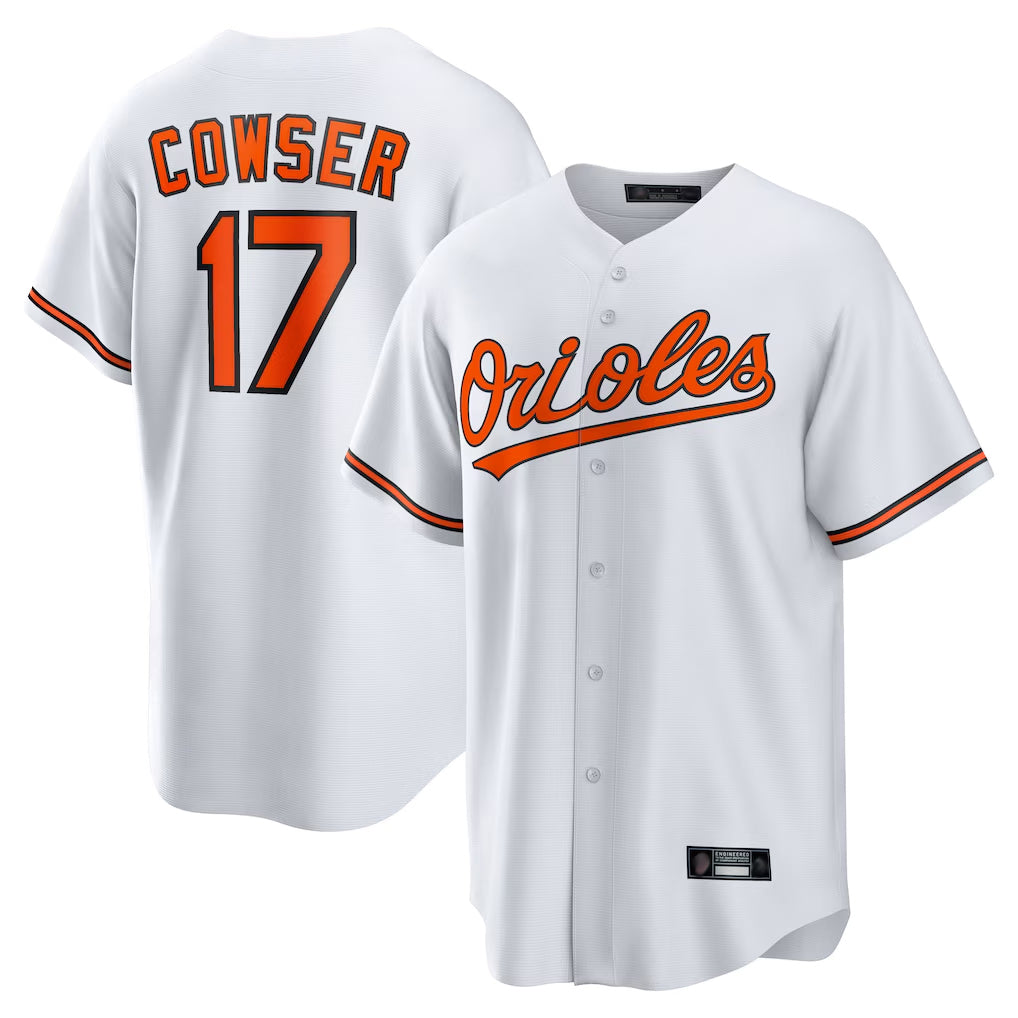 tores B.Orioles #17 Colton Cowser Player White Home Game Stitched Jerseys