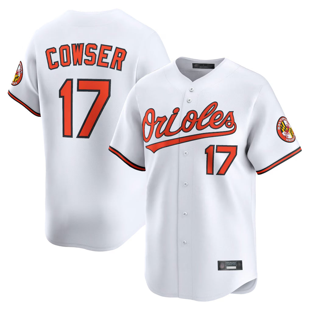 tores B.Orioles #17 Colton Cowser Player White Limited Home Game Stitched Jerseys