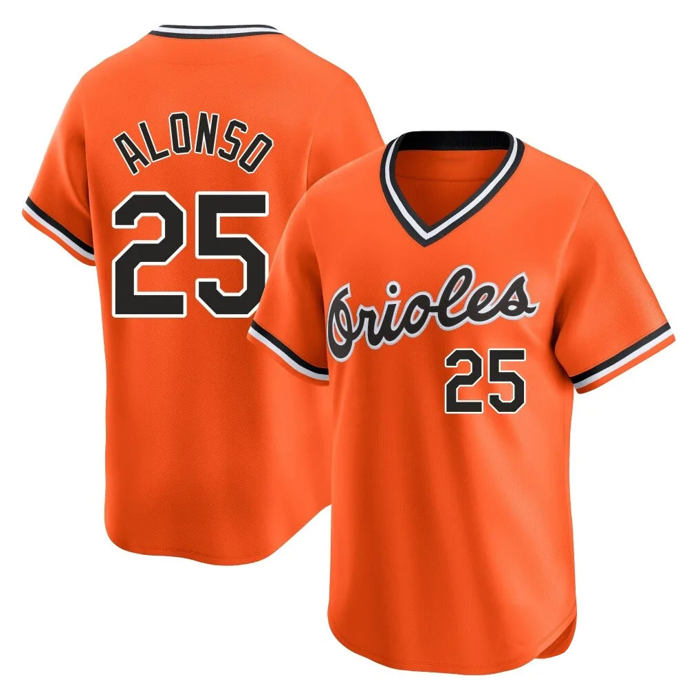 tores B.Orioles #25 Pete Alonso Player Orange T-shirt Limited Home Game Stitched Jerseys