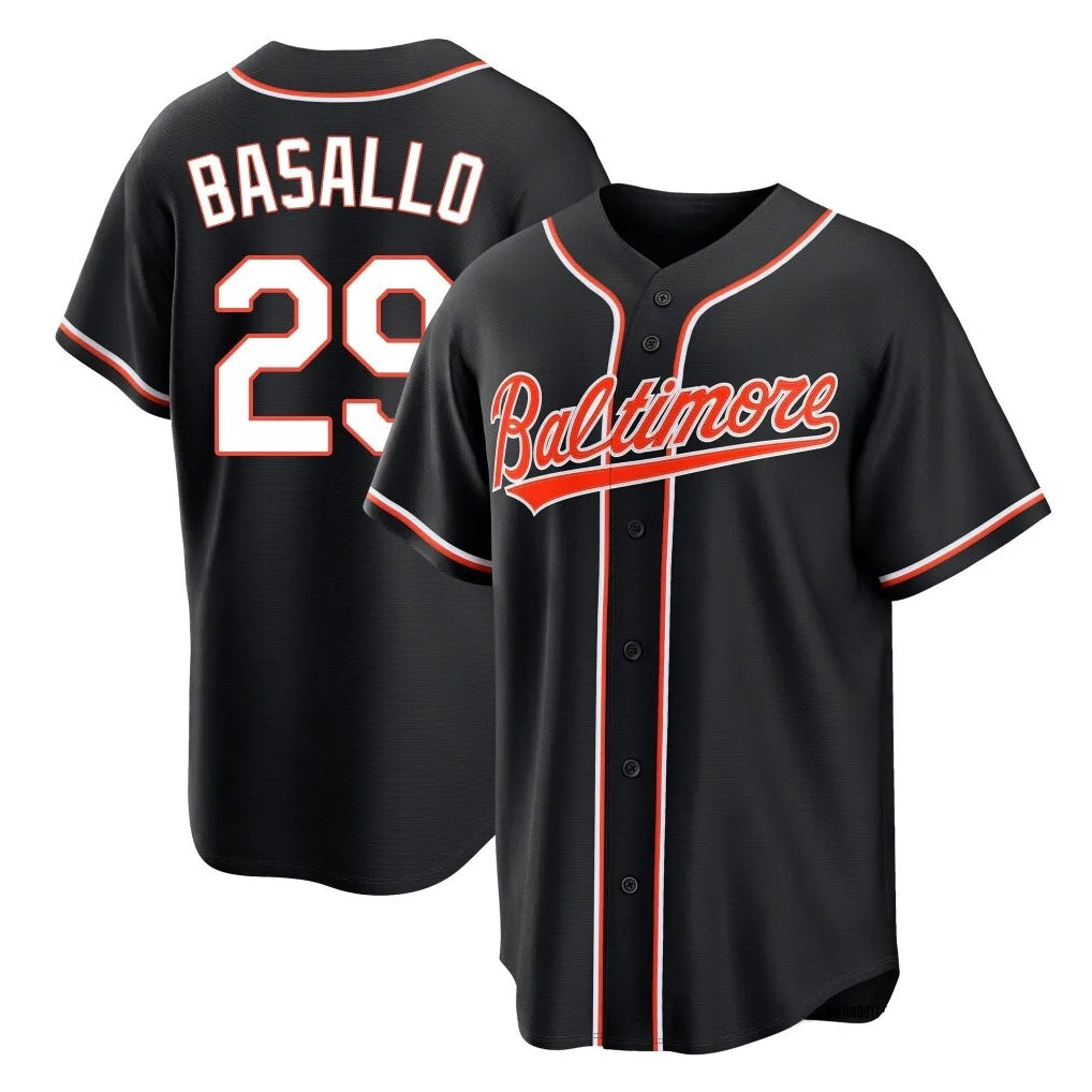 tores B.Orioles #29 Samuel Basallo Player Black Out Home Game Stitched Jerseys