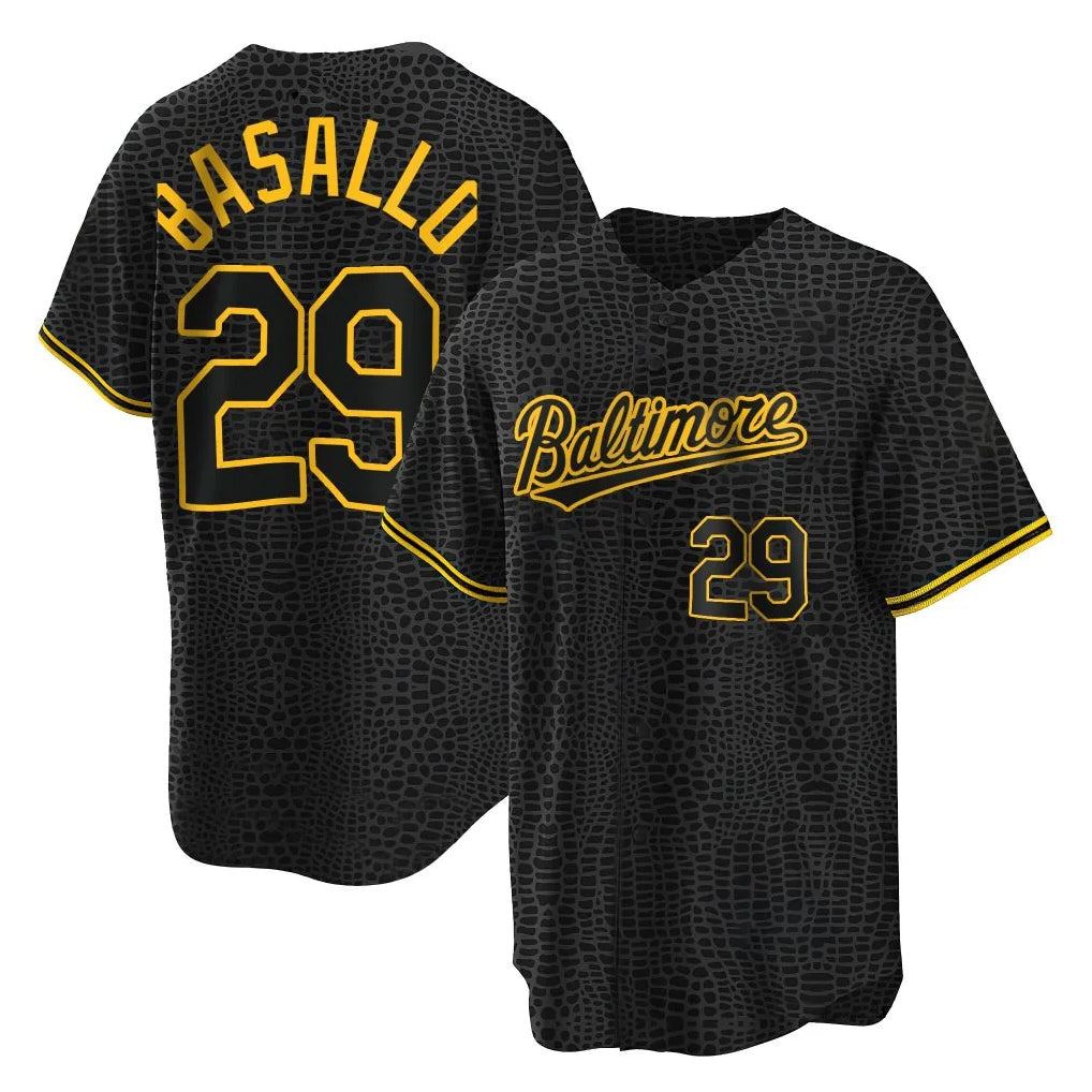 tores B.Orioles #29 Samuel Basallo Player Black Snake Skin City Home Game Stitched Jerseys